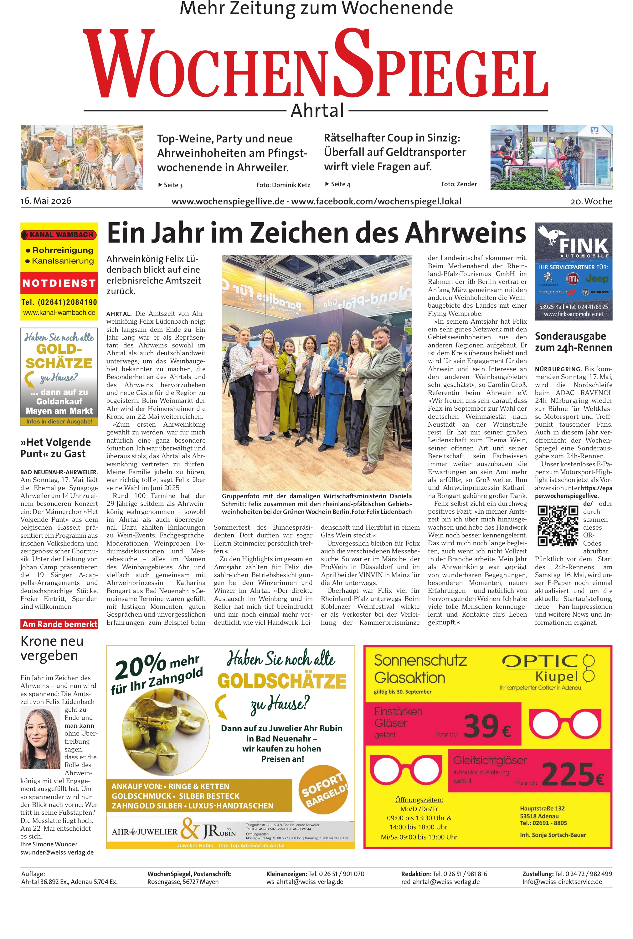 Ahrtaler WochenSpiegel - 20. Woche | 16.05.2026